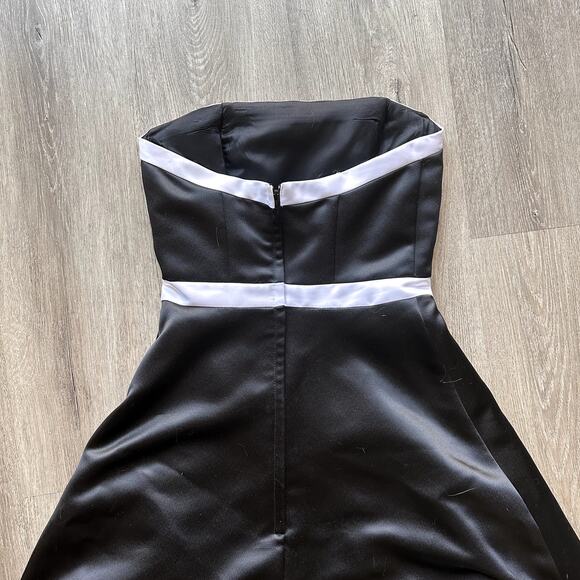 Gunne Sax Jessica McClintock Vintage 90s Y2K Black White Bow Formal Dress SZ 3/4 - Picture 5 of 10